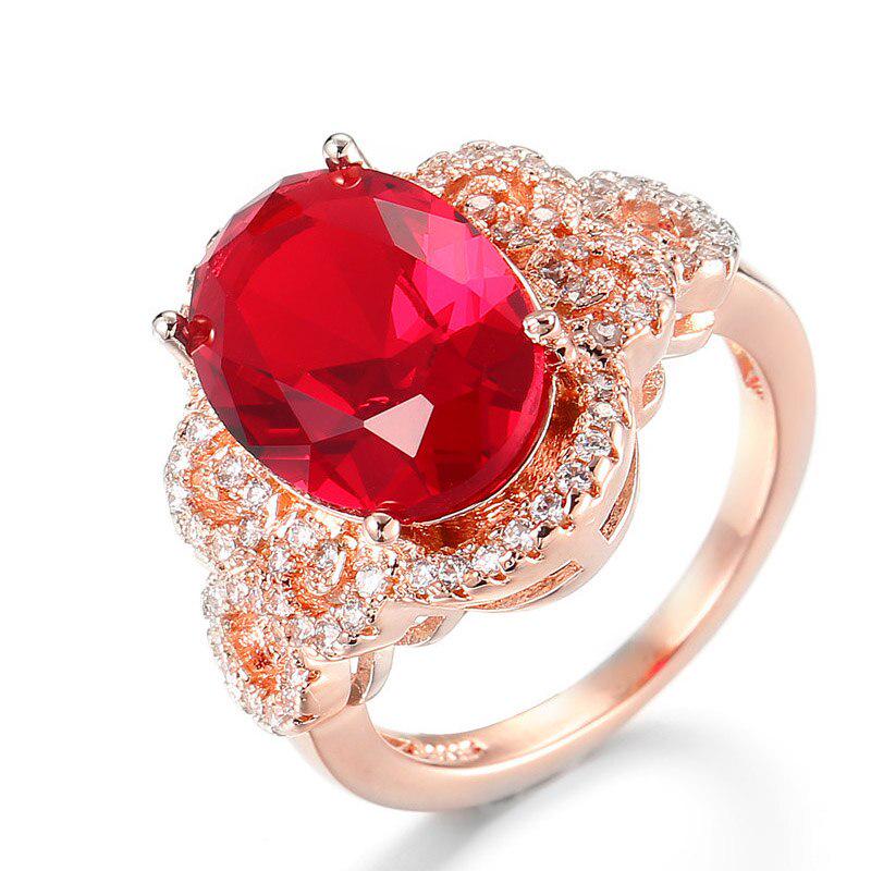 BELLA BOX Классические кольца для женщин с овальной формой, рубиновые драгоценные камни, цвет розового золота, очаровательные женские ювелирные изделия, подарок