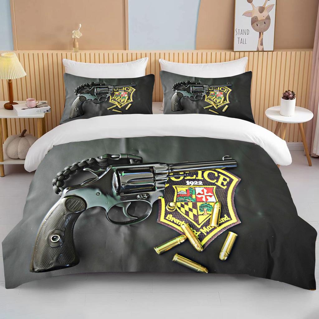 Комплект постельного белья с 3D винтовкой, револьвером, патроном, пистолетом, пододеяльником, пододеяльником, наволочкой, комплект постельного белья размера «king-size»