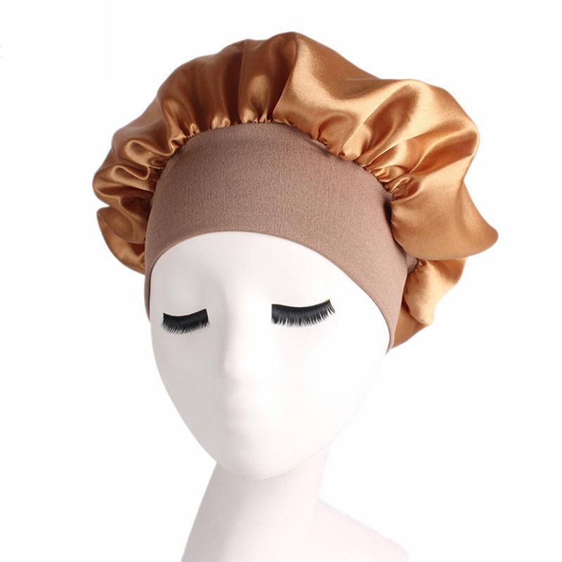 Solid Satin Bonnet Hair Styling Sleep Hat Wrap Shower Cap Hair Styling Tools