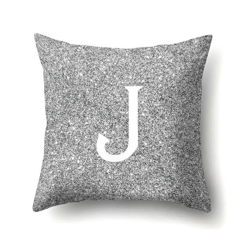 Полиэстеровая наволочка Автомобильная декорация Дом 26 английских букв Серая в горошек Принт Диванная наволочка для подушки