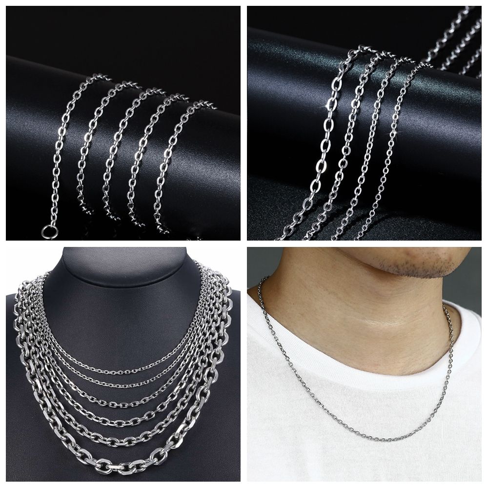 3mm/4mm Silver Color Punk Gothic Link Chain Stainless Steel Necklace Choker Metal Collar