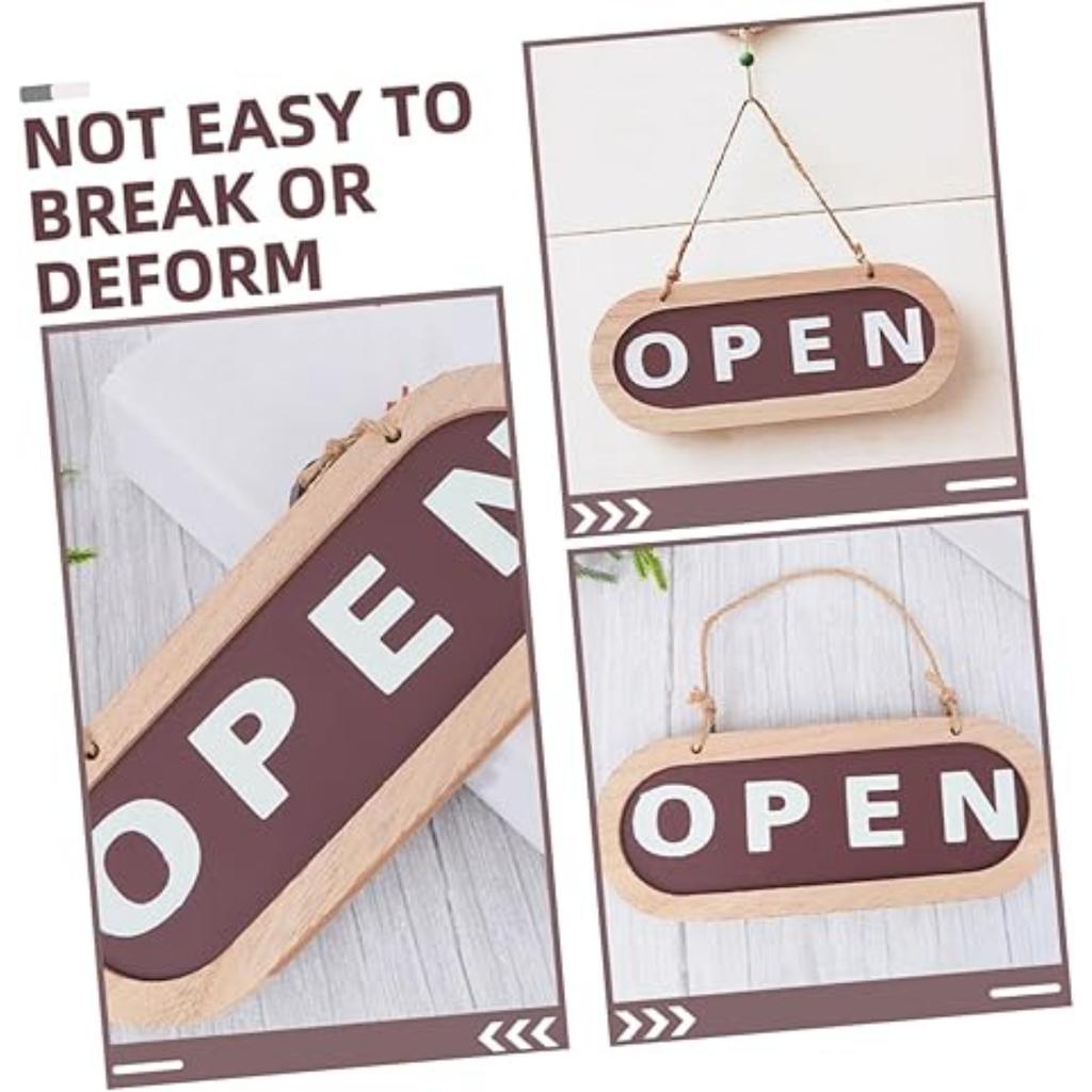 Wood Open Sign for Business Decorative Doorplate Practical Store Status Indicator Double-Sided