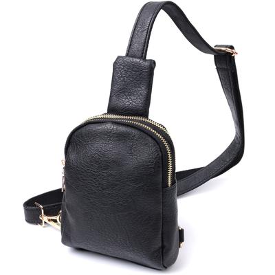 Небольшая женская сумка через плечо на два отделения из экокожи VINTAGE Bag 22784 Черный