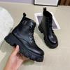 Black Punk Ankle Platform Motorcycle Boots Women Lace Up Chunky Heel Belt Buckle Designer Shoes Women Zapatillas Mujer2022