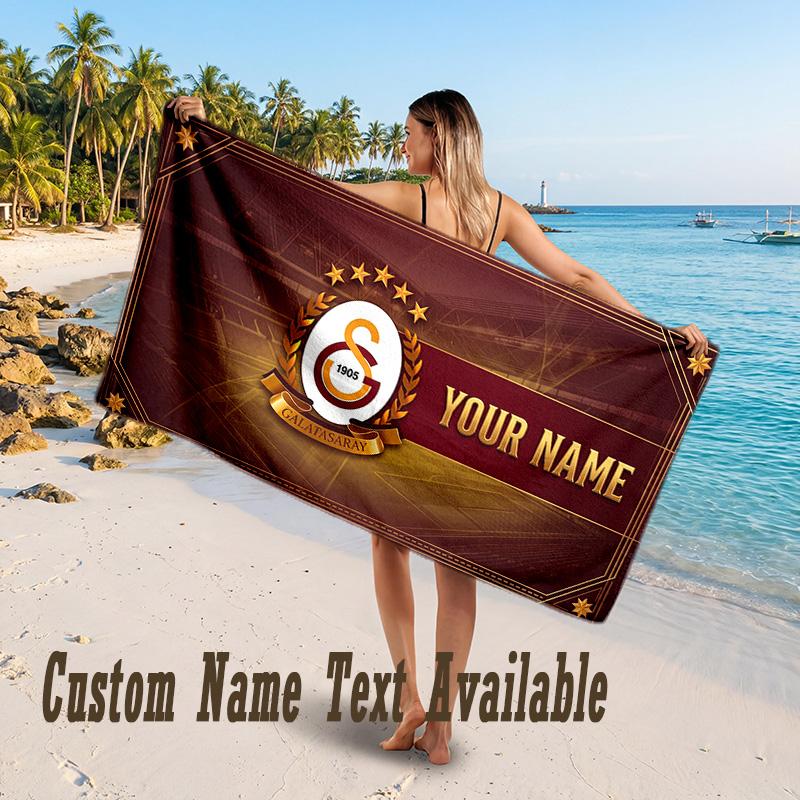 Galatasaray FC Design Beach Towel Custom Text Large Towel for Beach Vacation