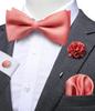 Hi-Tie Мужские высококачественные запонки с галстуком-бабочкой, носовой платок, брошь, набор булавок, формальные галстуки для свадебной вечеринки для мужчин