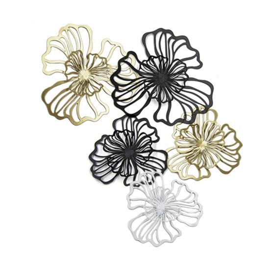 Wall Flower Statue Double Layers Light Luxury Hollow Artwork Modern Background Wrought Iron Flower Ornament Home Supplies