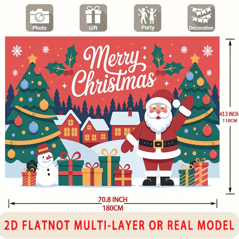 Party Backdrop Christmas Flat Merry Festive Multi Layered Celebrations Photo Booth Background Front Door Decor
