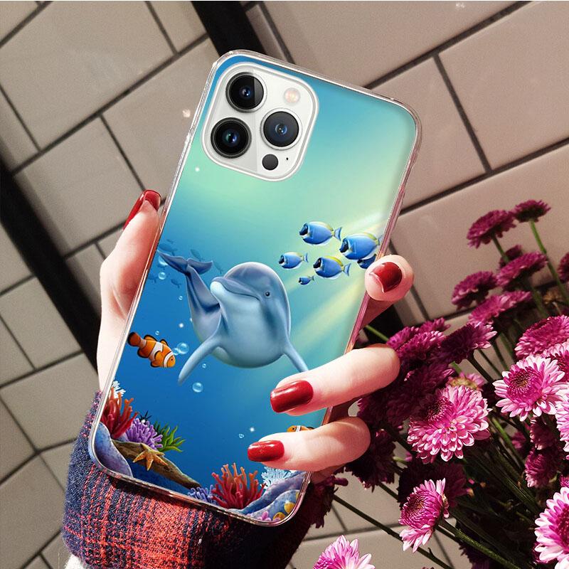 Чехол для мобильного телефона Dolphin Whale Funda для iPhone 14 13 12 11 Pro Max XS XR X 8 7 Plus SE2