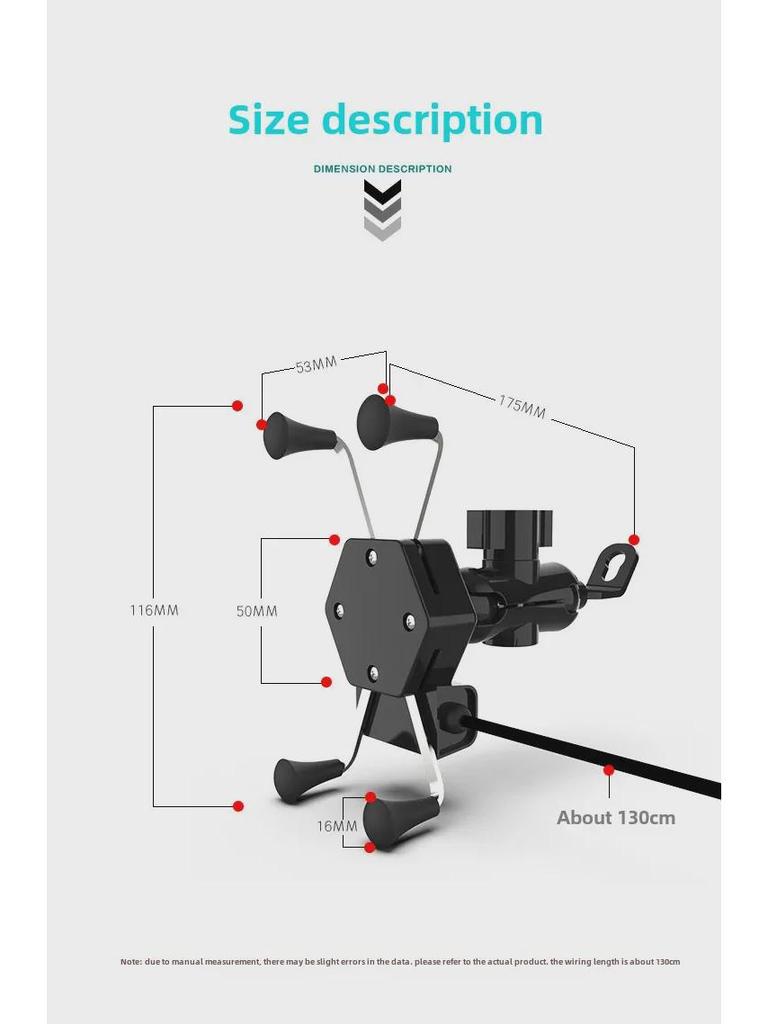 Держатель для телефона на мотоцикл и скутер X-Type с USB-зарядным устройством и водонепроницаемым выключателем