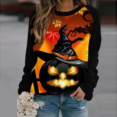 Happy Halloween 3D Print Hoodies Women Fashion Oversize Hoodie O-Neck Halloween Sweatshirt Girl Coat Women Sweatshirts Girl Clothes