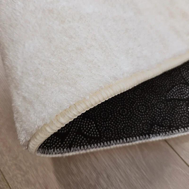 Cream Style Bedroom Decor Round Carpet Home Fluffy Soft Rug Minimalist Carpets for Living Room Thickend Plush Bedside Floor Mat