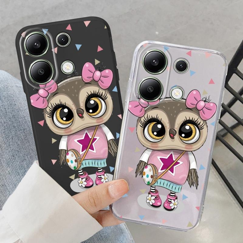 Мягкий силиконовый чехол с рисунком совы для Samsung A55 M35 S24 Xiaomi Redmi Note 13 Pro iPhone Huawei Honor Realme Camera Защитный противоударный чехол