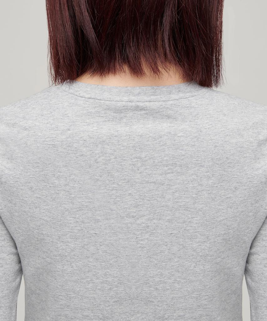 MUSINSA STANDARD WOMAN Женская узкая укороченная футболка с круглым вырезом и длинным рукавом [Средне-серый]