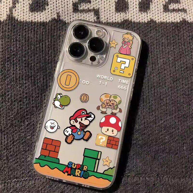 Прозрачный мультяшный чехол Mario для iPhone 17 Pro Max: Полное покрытие, Защита от падений, Тонкий летний чехол