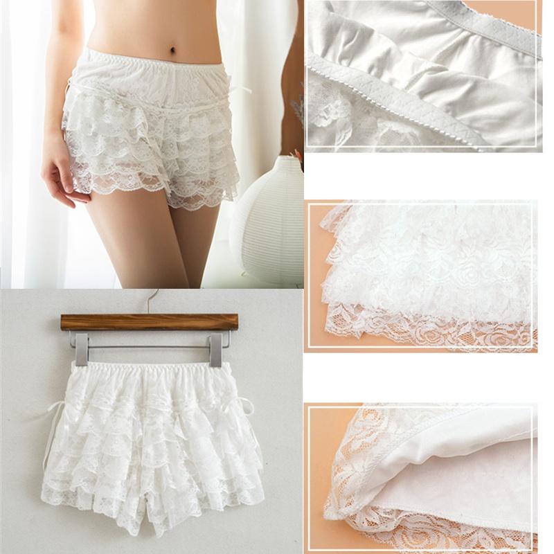 Женское кружевное нижнее белье, шаровары, юбка с рюшами, плиссированные многослойные шорты с оборками, трусики, короткая нижняя юбка
