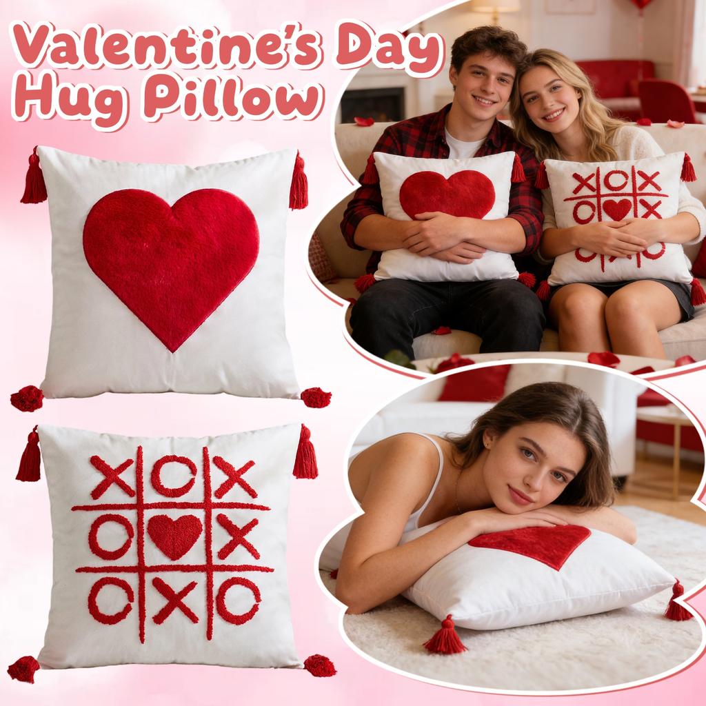 Valentine's Day Love Heart Throw Cover Faux Love Covers Soft Plush Cushion Case Decoration For Sofa Couch Home Decor