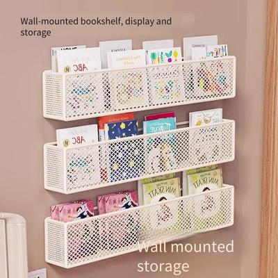 Настенная книжная полка за дверью Ультраузкая Простая кованая детская полка для книг с картинками Отделочная стойка для книг Настенное хранение