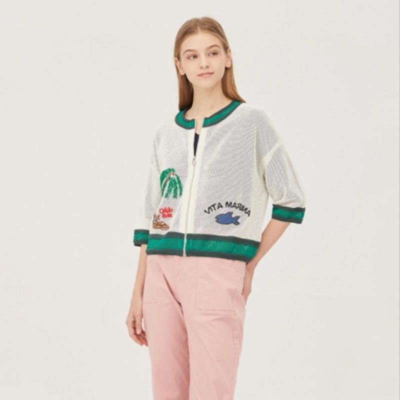 Benetton Benetton Вязаная Толстовка на Молнии с Круглым Принтом Пальмы Bakcb2531