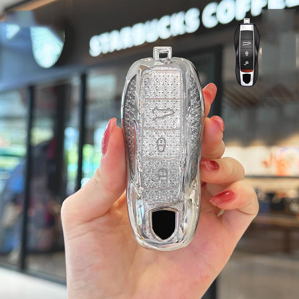 Белый Бриллиант ТПУ 3 Кнопки Для Porsche Panamera Spyder Carrera Macan Boxster Cayman Cayenne 911 970 981 991 Чехол-Крышка для Автомобильного Ключа