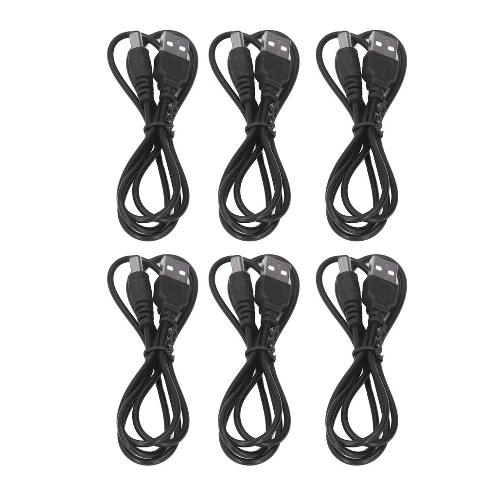 6 шт. 5 В постоянного тока разъем кабеля питания USB 2.0 A папа на 5.5x2.1 мм зарядный штекер черный