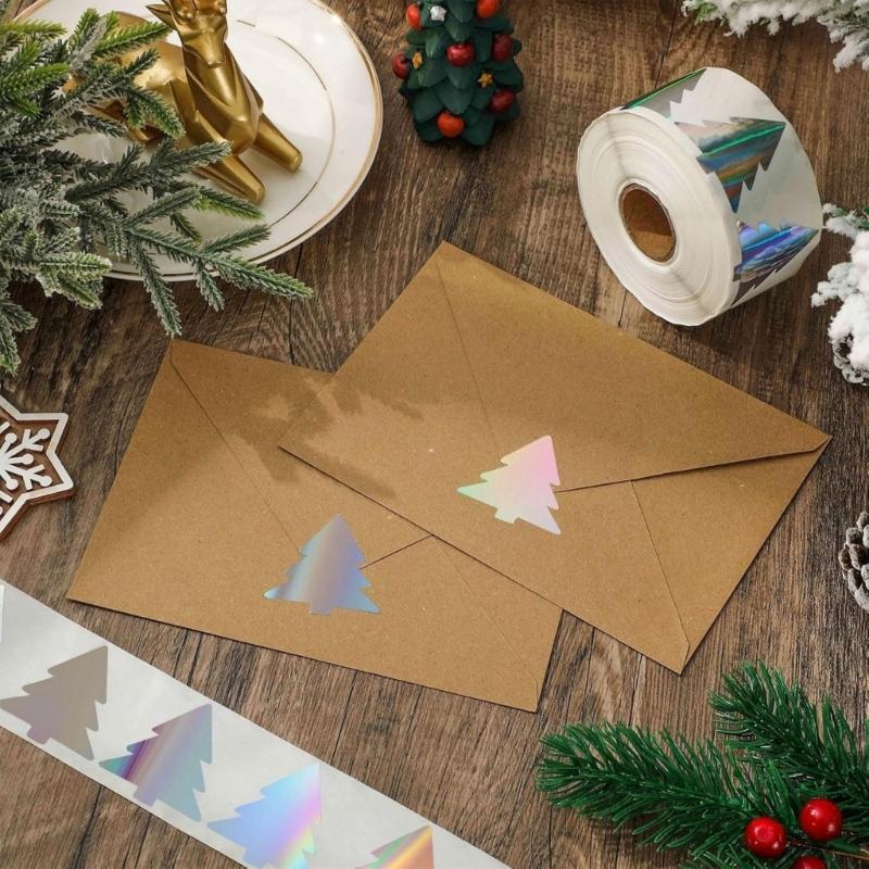 Round Reflective Colorful Sticker Halloween Christmas DIY Craft Projects Decors 2 Rolls 1000Pcs Adhesive Craft Labels