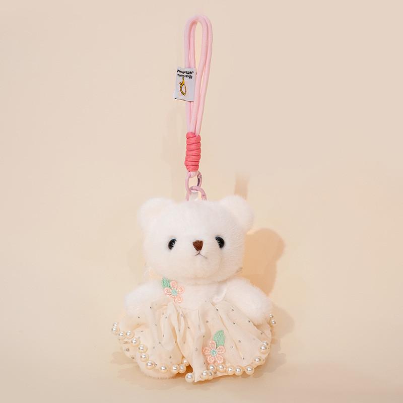 Bear Wear Dress Plush Keychain Stuffed Doll Pendant Backpack Gift Decoration
