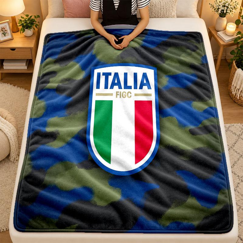 Flannel BlanketItaly Football Warm Soft Throw Blanket for Indoor Sofa Bed Living Room Use