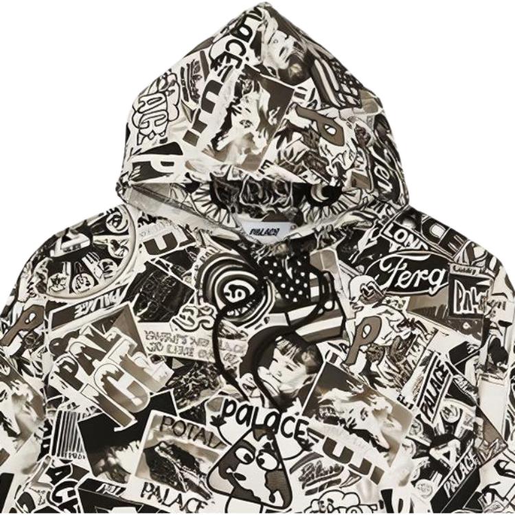 Palace Толстовка с принтом наклеек, топы унисекс, черная P20CS042