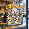 Holiday Gift for Window Decoration 2027 New Year Clings, of The Sheep Static Glass Reusable PVC Winter Decor Stickers, Christmas Cartoon Goat