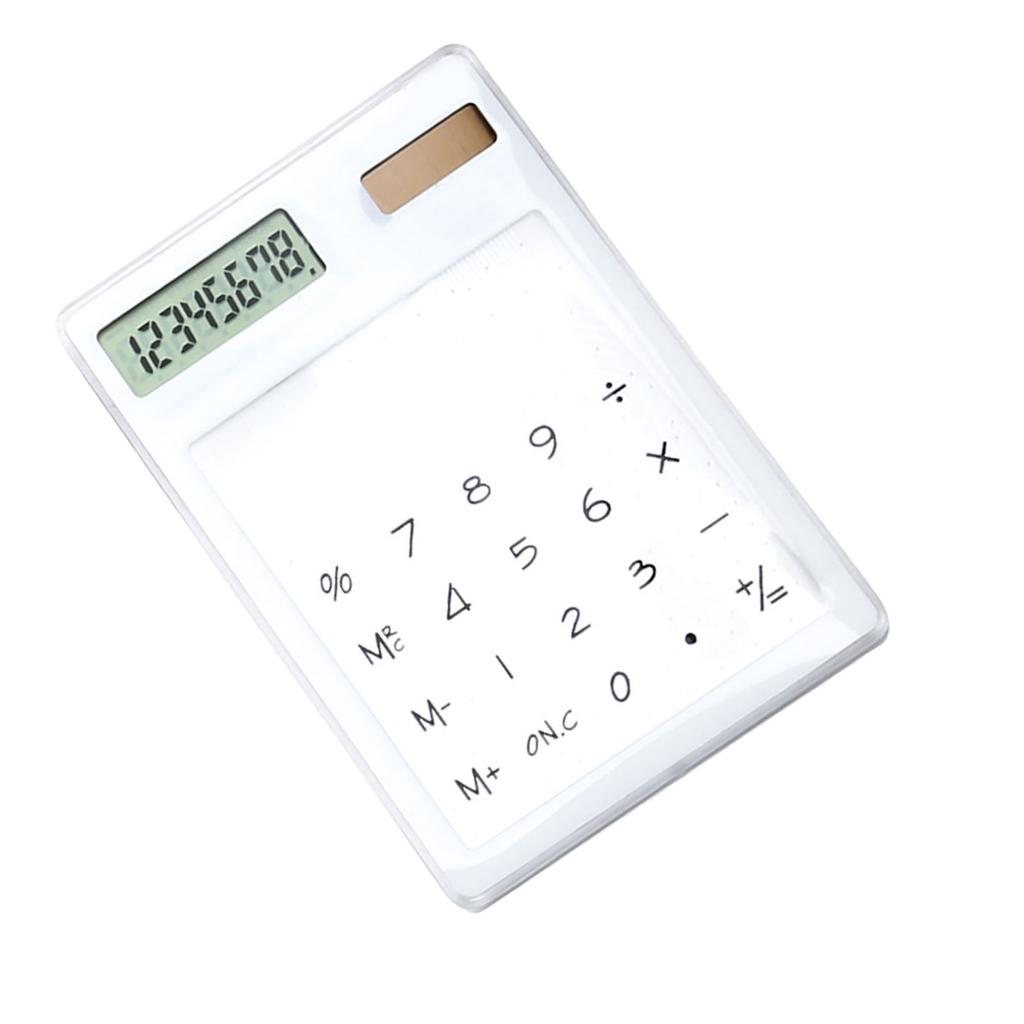 Калькулятор на солнечной батарее с сенсорным экраном, 8-разрядный ЖК-дисплей, портативный прозрачный калькулятор для офиса, школы, дома