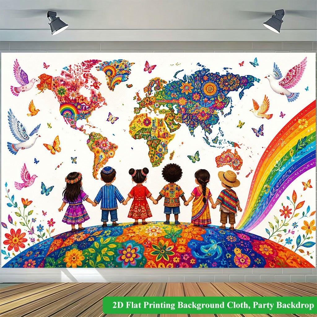 2D Flat Backdrop1pc Cultural Colorful Backdrop Banner Polyester Wall Decor For Living Room Bedroom Office Outdoor Decor Holiday Gift