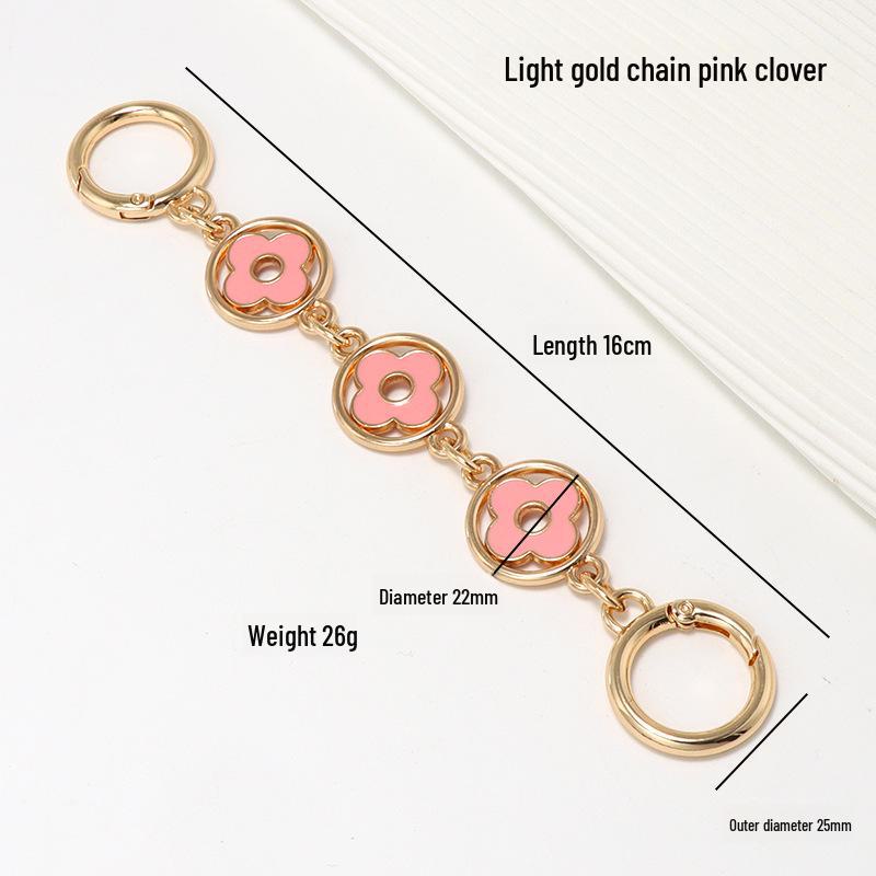 Съемный ремешок-цепочка для сумки 'Клевер на удачу' - Универсальный декоративный металлический аксессуар для сумки через плечо и рюкзака