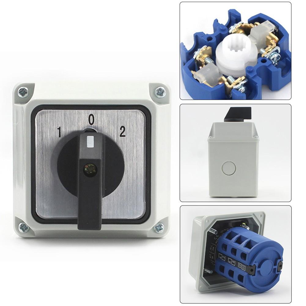 Enclosed Changeover Switch 380V 25A 3 Position 12 Terminals  Rotary Cam