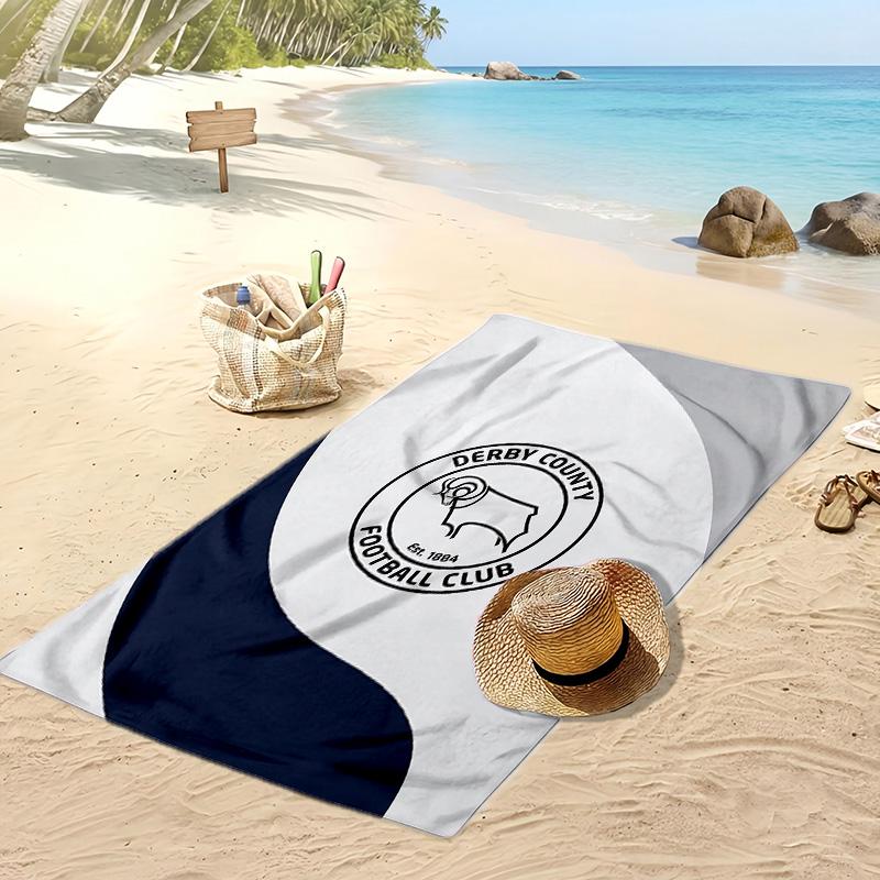 Пляжное полотенце с принтом футбольного клуба Derby County, большое, мягкое, быстросохнущее, для пляжа, кемпинга, плавания