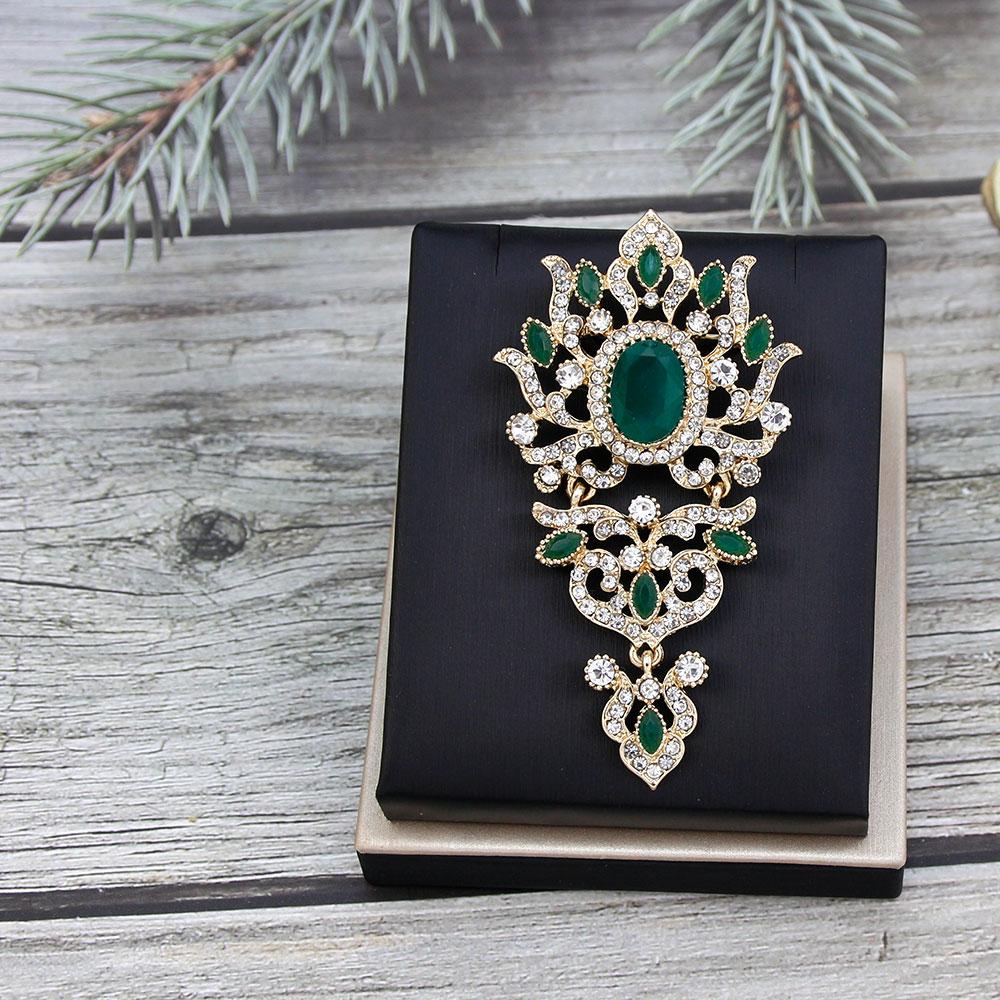Women's Brooch Gold Crystal Jewelry Brown Brooch Bridal Dress Brooch
