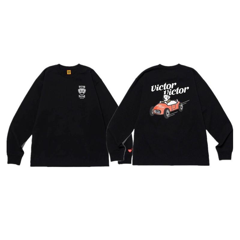 Japanese Vintage Long Sleeve T-Shirt Cartoon Animal Print Loose Fit Teens