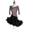 Womens Latin Dance Dress With Cut-Out Round Neck Rumba Cha Samba Costume Stage Performance