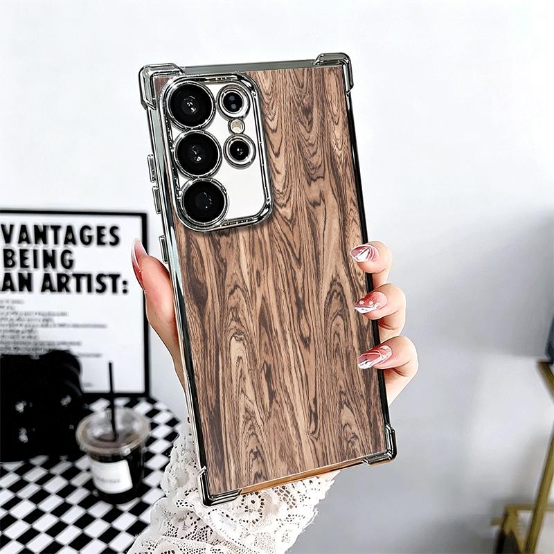 Винтажный Чехол для Телефона с Рисунком под Дерево и Покрытием для Samsung Galaxy S24 S25 FE S26 Edge S23 Ultra S22 S21 Plus S20 Противоударный Airaba