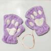 Soft Cartoon Anti-cold Mittens Thickened Plush Cat Claws Gloves Animal Fingerless Gloves  Kids