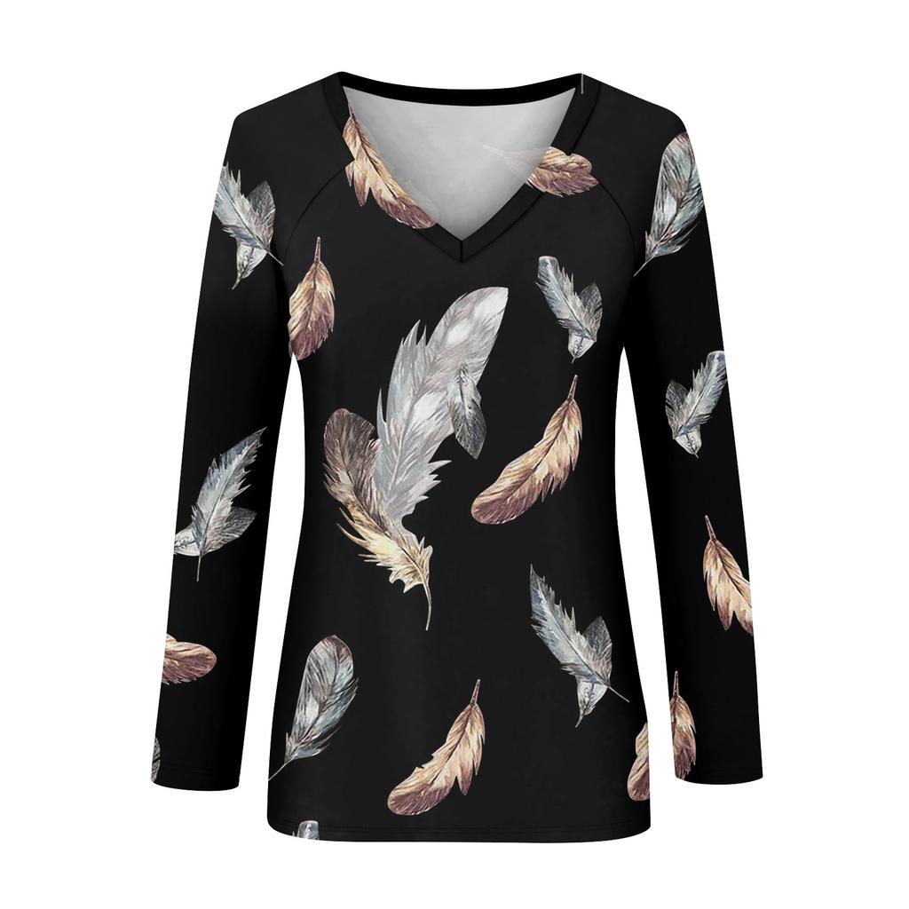 Женский модный повседневный пуловер с длинным рукавом и V-образным вырезом, рукавом реглан и принтом