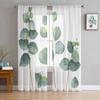 Watercolor Leaves Art Sheer Curtains for Bedroom Living Room Voile Window Curtains Tulle Curtains for Kids Room