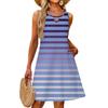 Женское модное повседневное летнее платье с полосатым принтом и карманом, пляжное праздничное платье-жилет