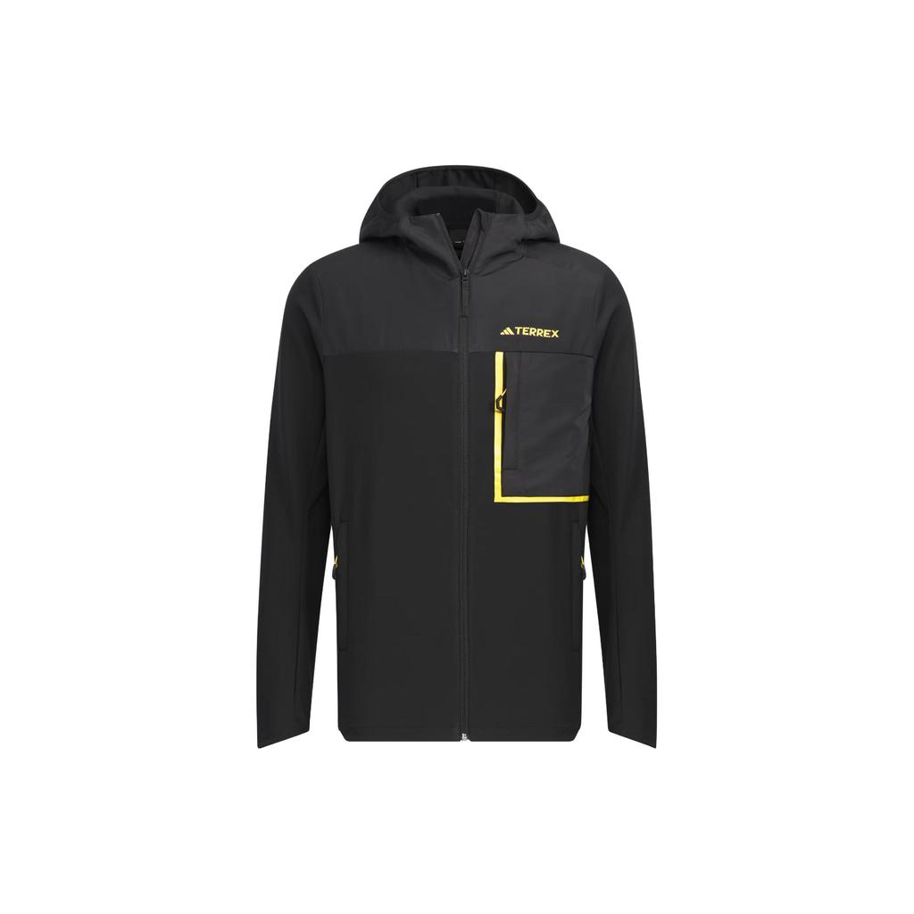 adidas X National Geographic Collaboration Soft Shell Color Block Logo Куртка с капюшоном и длинными рукавами Мужская куртка черного цвета IL8979