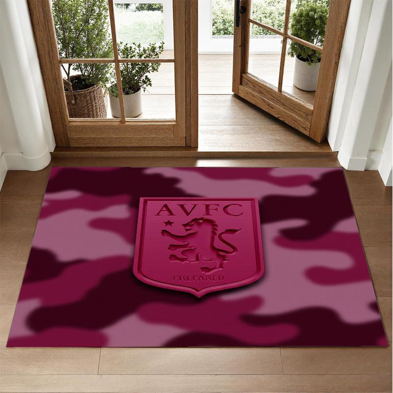 Aston Villa Football Design Crystal Velvet Rug Soft Decorative Mat for Bedroom Entrance