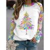 Women Christmas Print O-Neck Long Sleeve Tops T-Shirts for Women Santa Claus Christmas Pattern Casual Female Clothing