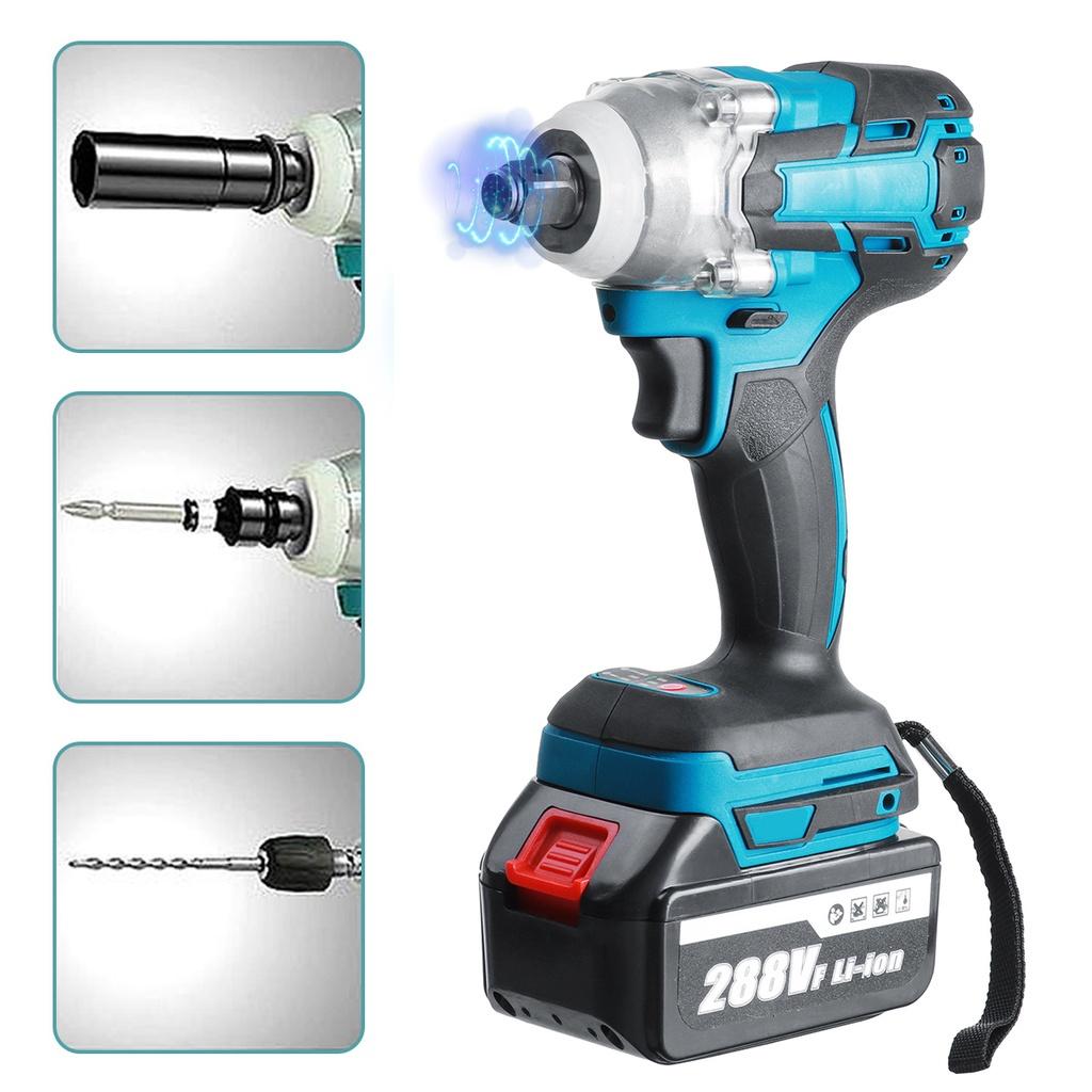 21V 800 Н.м 288VF Аккумуляторный бесщеточный ударный гайковерт-дрель Портативный электрический гайковерт с 2 аккумуляторами Новый