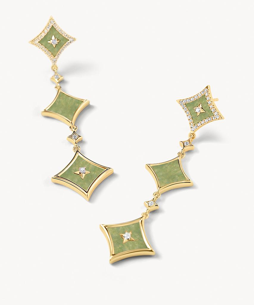 Lola Rose Starry Aventurine Chain Drop Silver Earrings