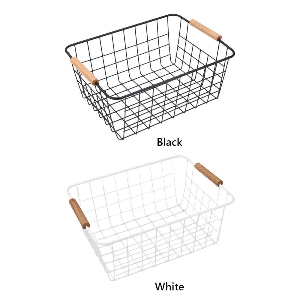 Rectangle Iron Wired Basket White Black Sundries Container  For Bathroom Kitchen