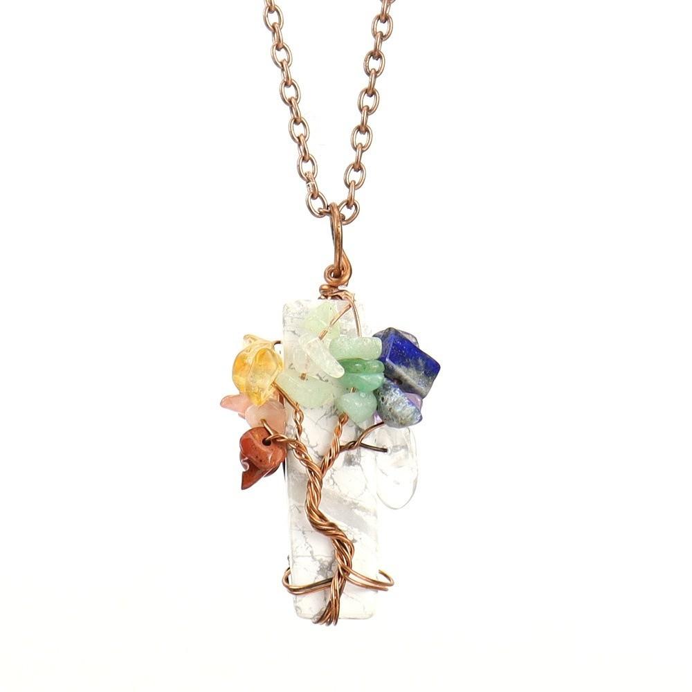 Tree Of Life Design Crystal Tree Of Life Irregular Crystal Crushed Stone Pendant  Gift For Women